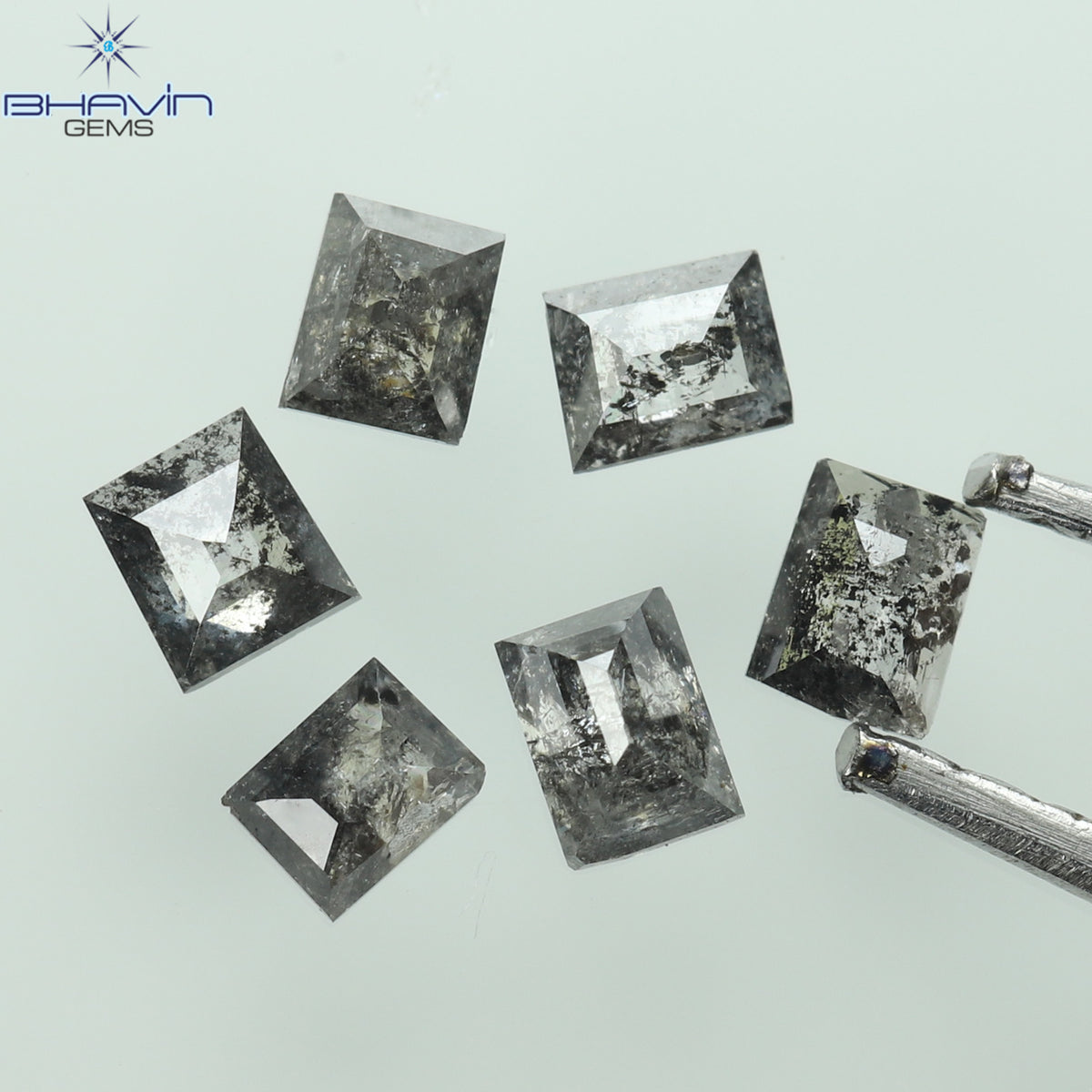 0.31 CT/6 Pcs Natural Square Baguette Diamond Salt and Pepper Color Clarity I3 (2.53 MM)