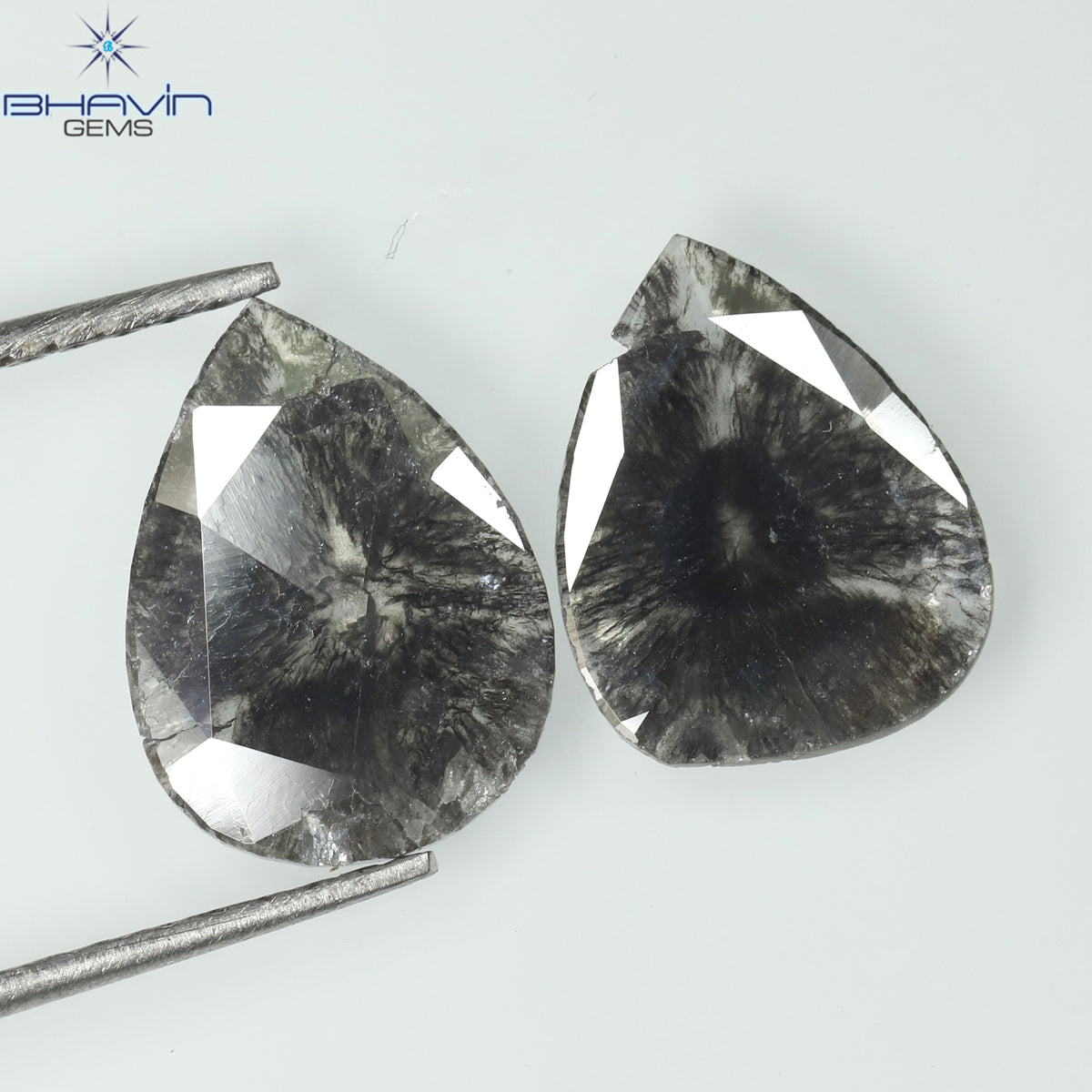 1.75 CT/5 ピース スライス形状 天然ダイヤモンド ソルト アンド ペッパー カラー I3 クラリティ (10.45 MM)