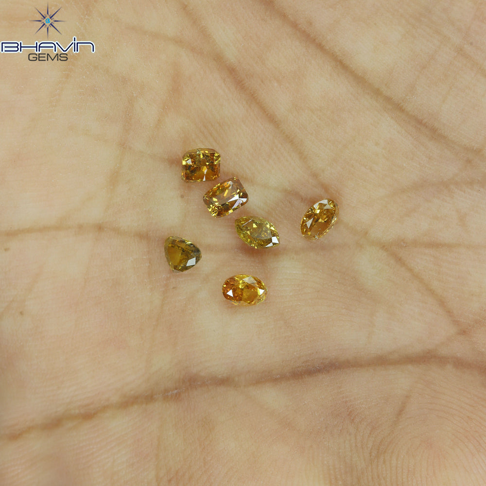 1.30 CT/6 Pcs Natural Mix Diamond Orange Color Clarity I1 (4.88 MM)