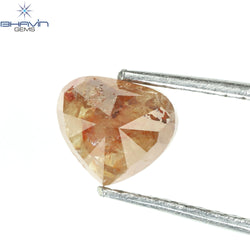 1.07 CT Heart Shape Natural Diamond Peach Color I3 Clarity (6.18 MM)