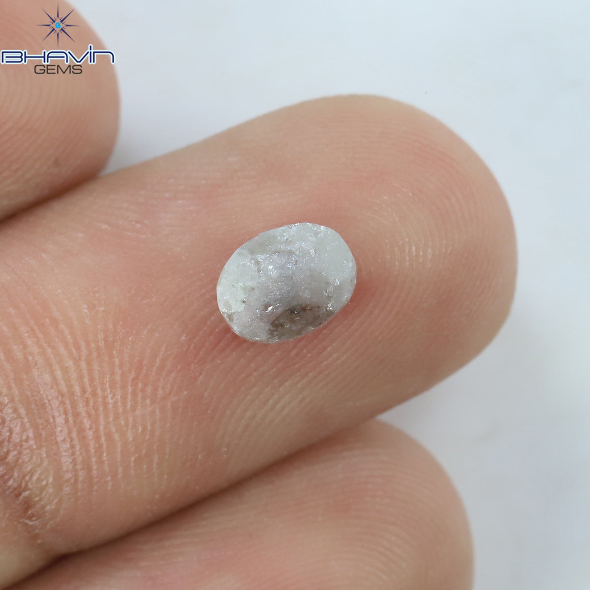 1.05 CT、ノーカット ポルキ シェイプ、天然ダイヤモンド、ブルー カラー、I3 クラリティ (5.42 MM)