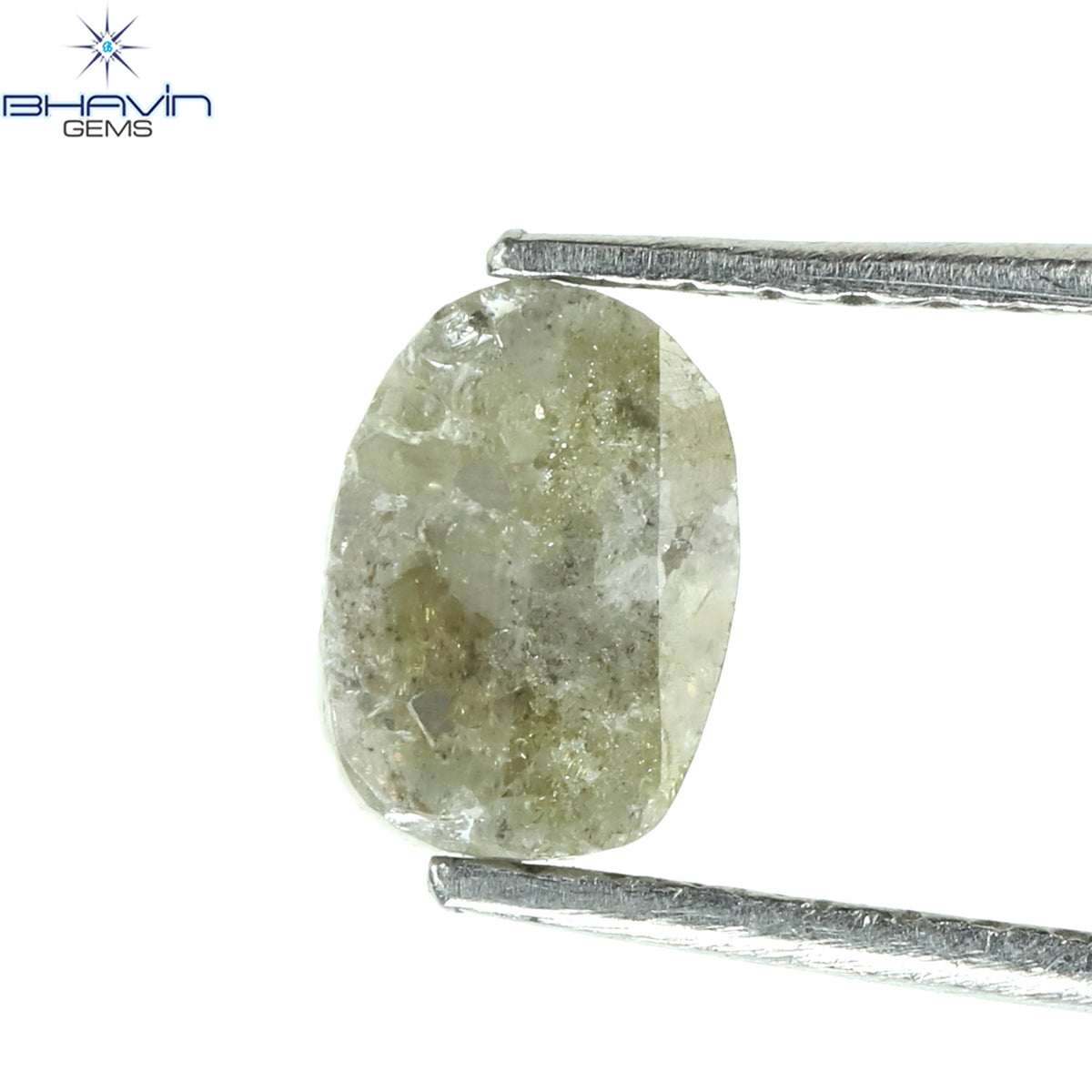 1.05 CT、ノーカット ポルキ シェイプ、天然ダイヤモンド、ブルー カラー、I3 クラリティ (5.42 MM)