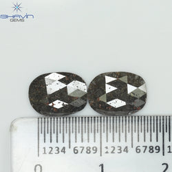 1.44 CT/2 ピース オーバル シェイプ ナチュラル ルース ダイヤモンド ソルト アンド ペッパー ペア ダイヤモンド I3 クラリティ (7.35 MM) 