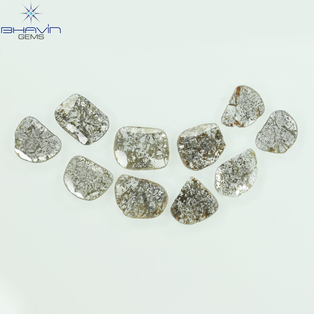 2.57 CT/10 Pcs Natural Slice Diamond Salt and Pepper Color Clarity I3 (6.03 MM)
