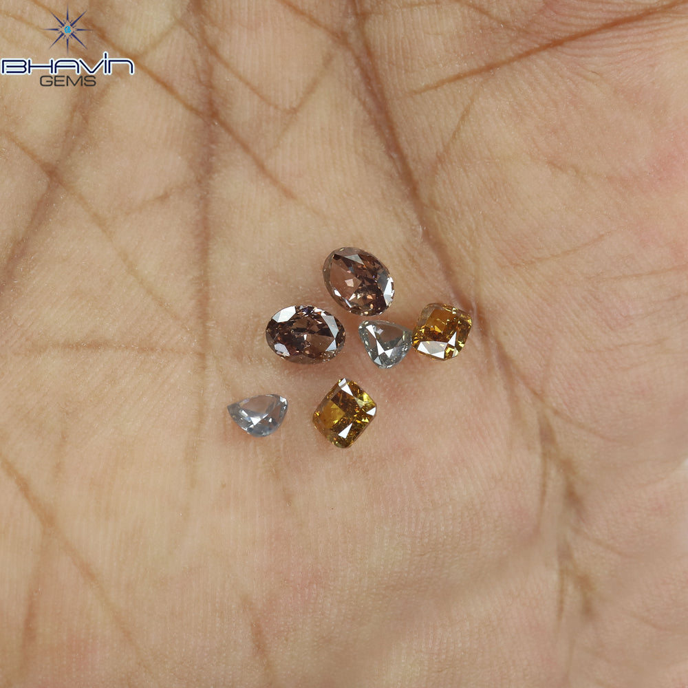 1.41 CT/6 Pcs Natural Mix Diamond Mix Fancy Color Clarity SI (4.73 MM)