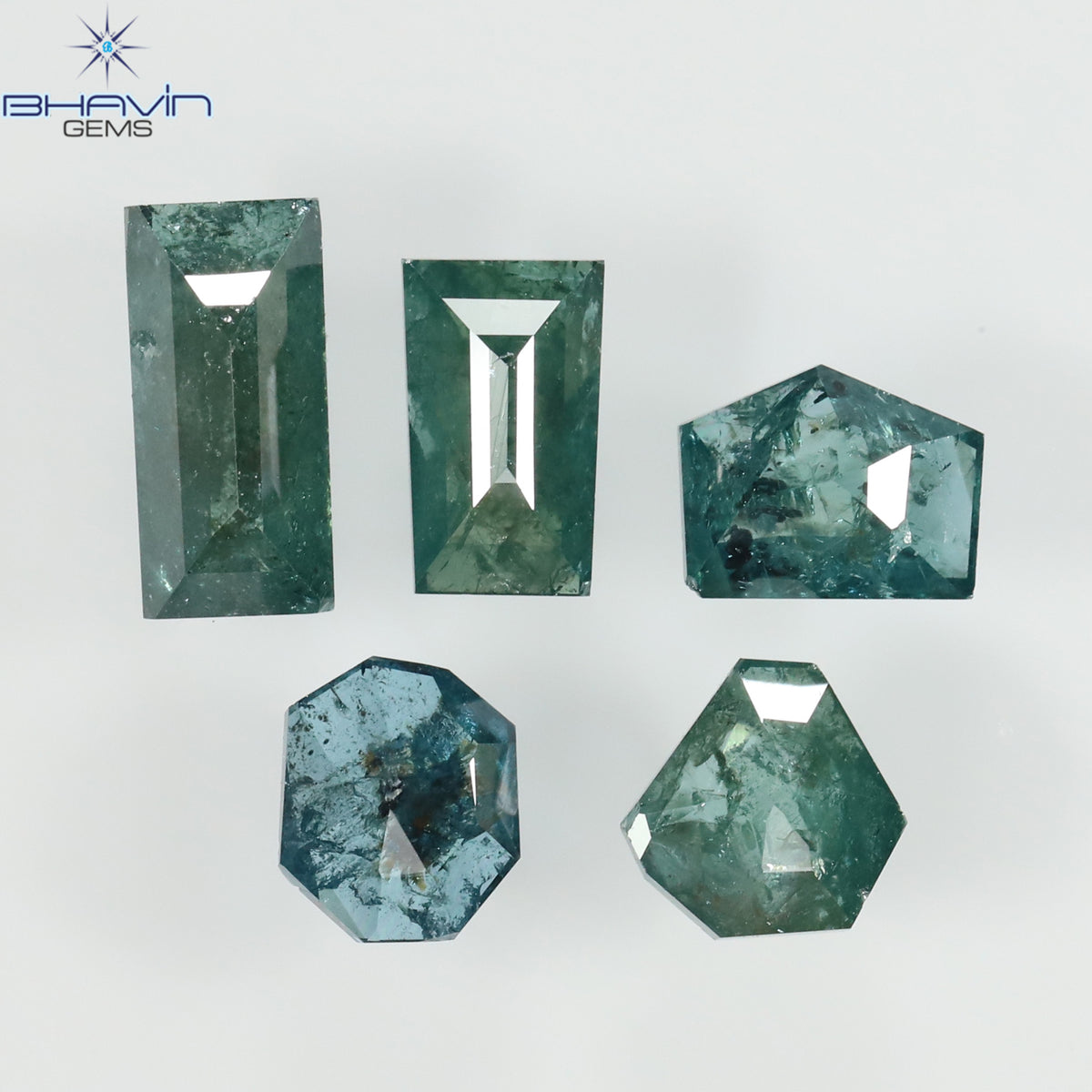 1.56 CT/5 Pcs Natural Mix Shape Diamond Enhanced Blue Color Clarity I3 (6.52 MM)