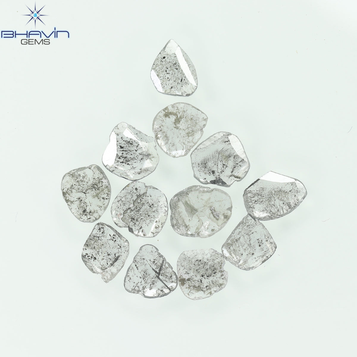2.15 CT/12 Pcs Natural Slice Diamond Salt and Pepper Color Clarity I3 (6.10 MM)