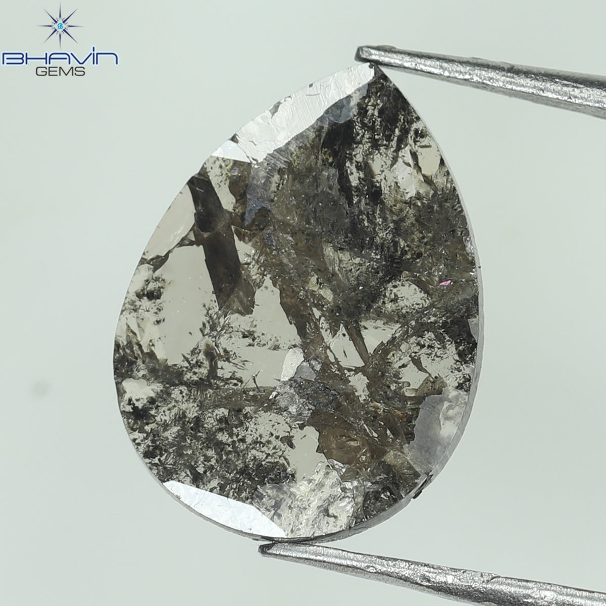 1.06 CT Natural Pear Slice Diamond Salt and Pepper Color Clarity I3 (10.94 MM)