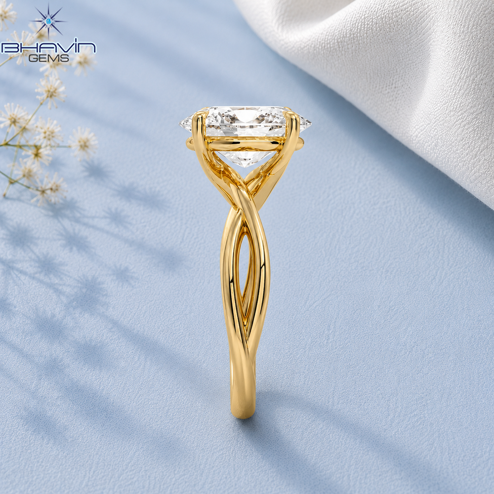 Oval Cut Diamond Twisted Band Solitaire Engagement Ring