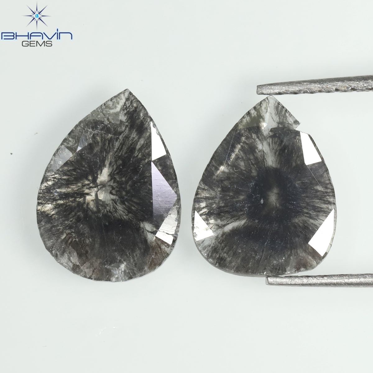 1.75 CT/5 ピース スライス形状 天然ダイヤモンド ソルト アンド ペッパー カラー I3 クラリティ (10.45 MM)