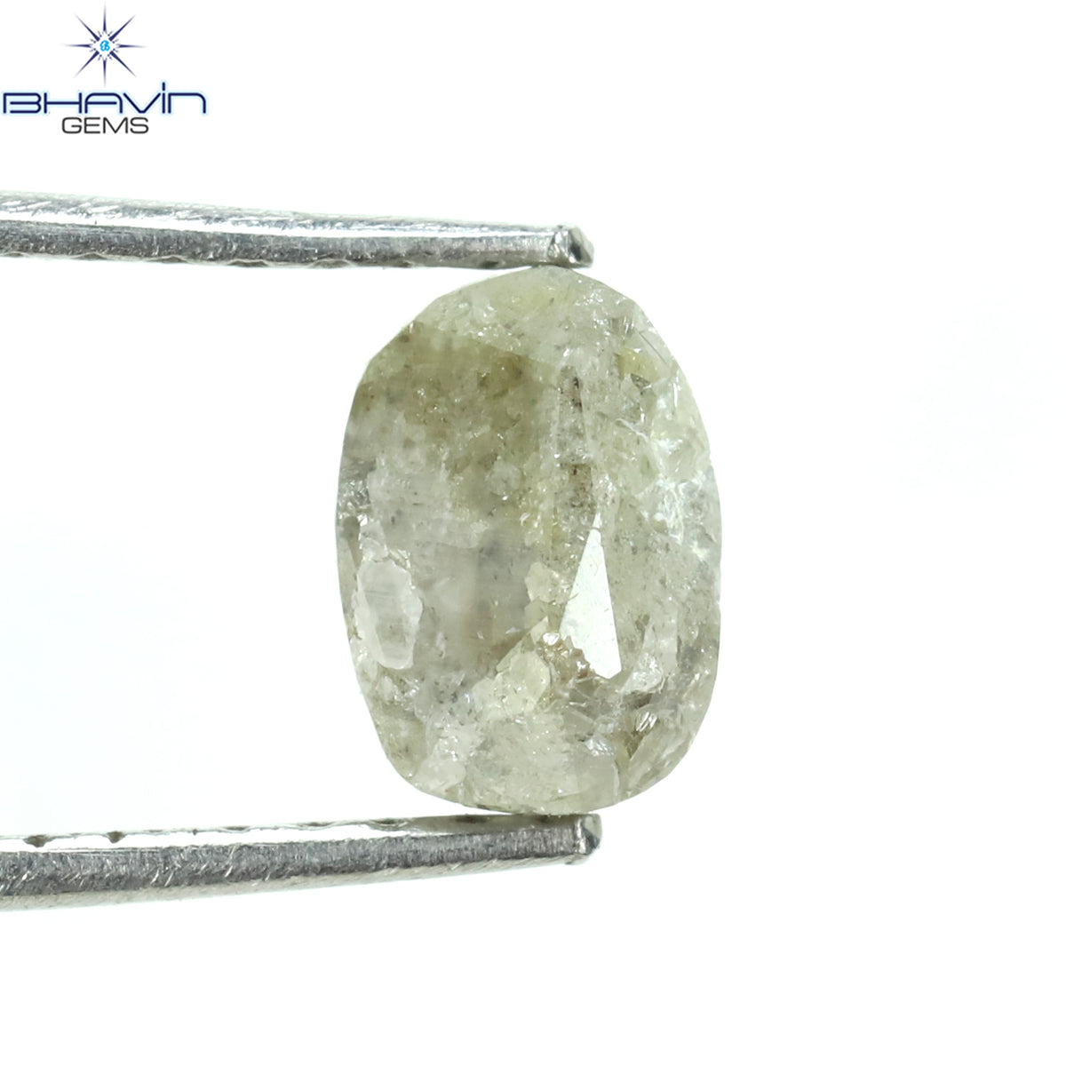 1.05 CT、ノーカット ポルキ シェイプ、天然ダイヤモンド、ブルー カラー、I3 クラリティ (5.42 MM)