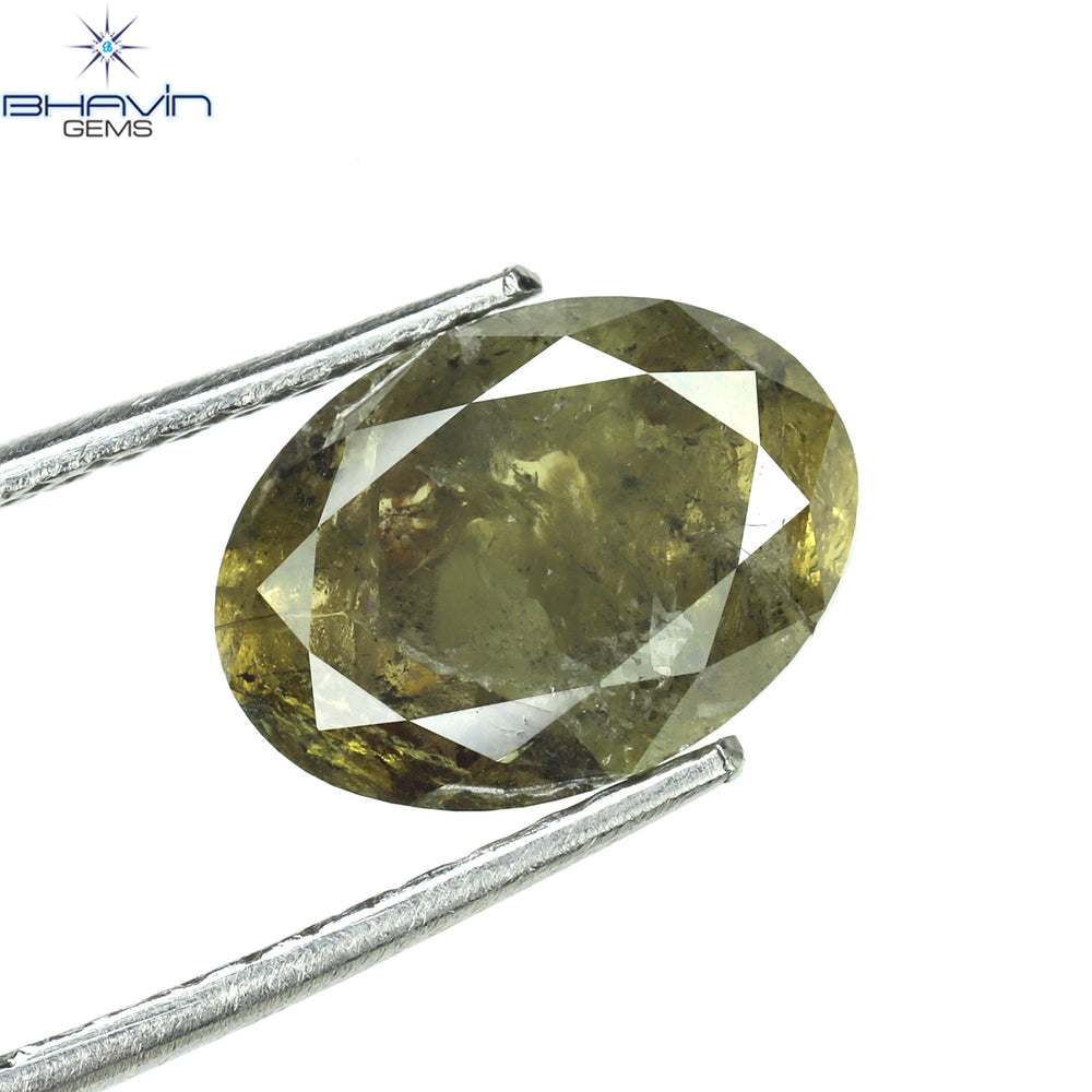 2.09 CT Oval Shape Natural Loose Diamond Green Color I3 Clarity (9.22 MM)