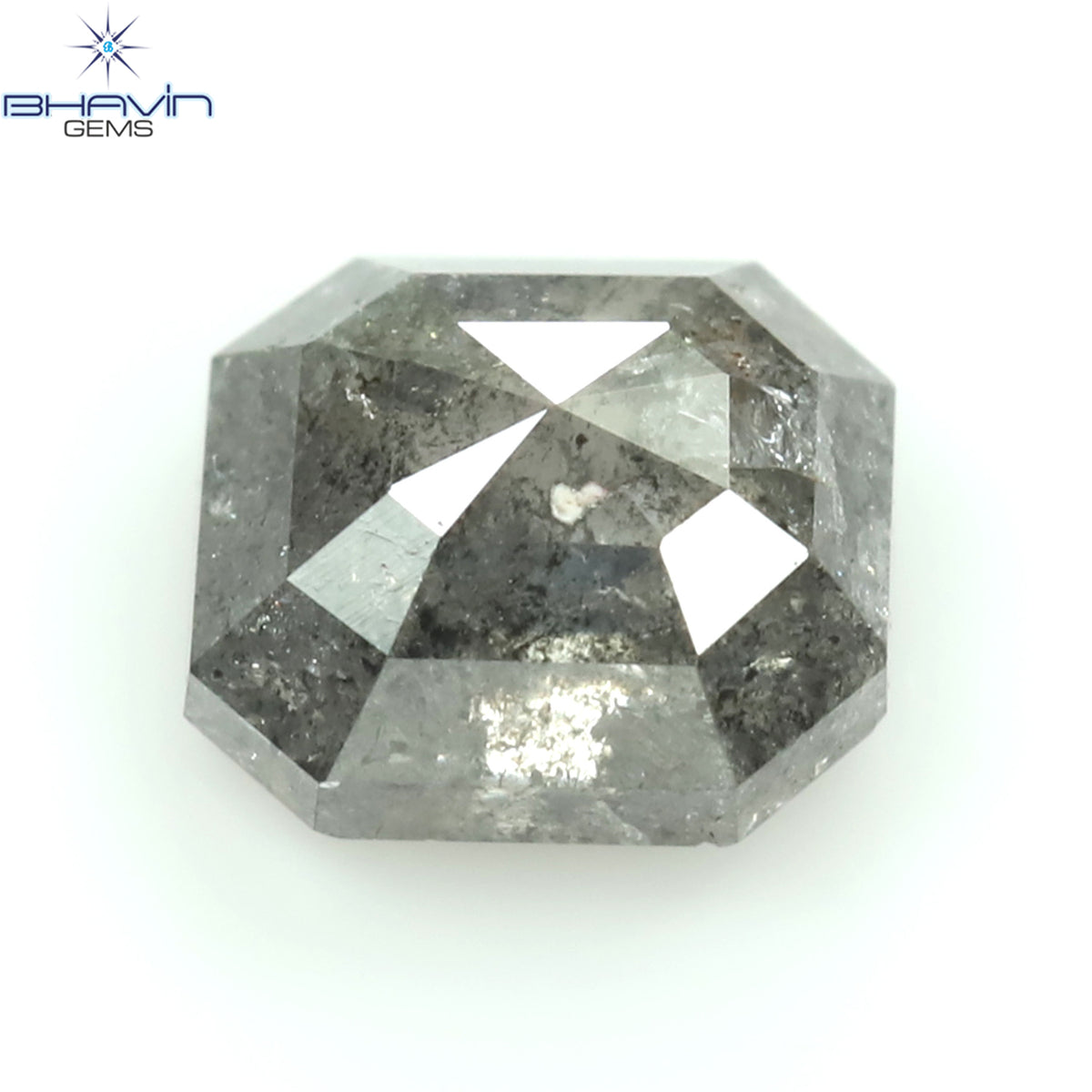 0.41 CT スクエア カット シェイプ 天然ダイヤモンド ソルト アンド ペッパー カラー I3 クラリティ (6.43 MM)