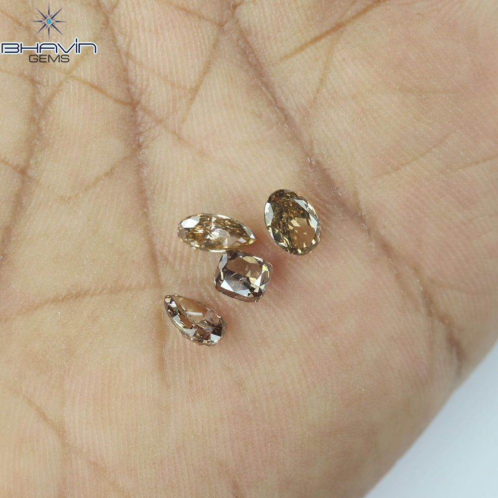 1.61 CT/4 Pcs Natural Mix Diamond Brown Color Clarity VS (6.12 MM)
