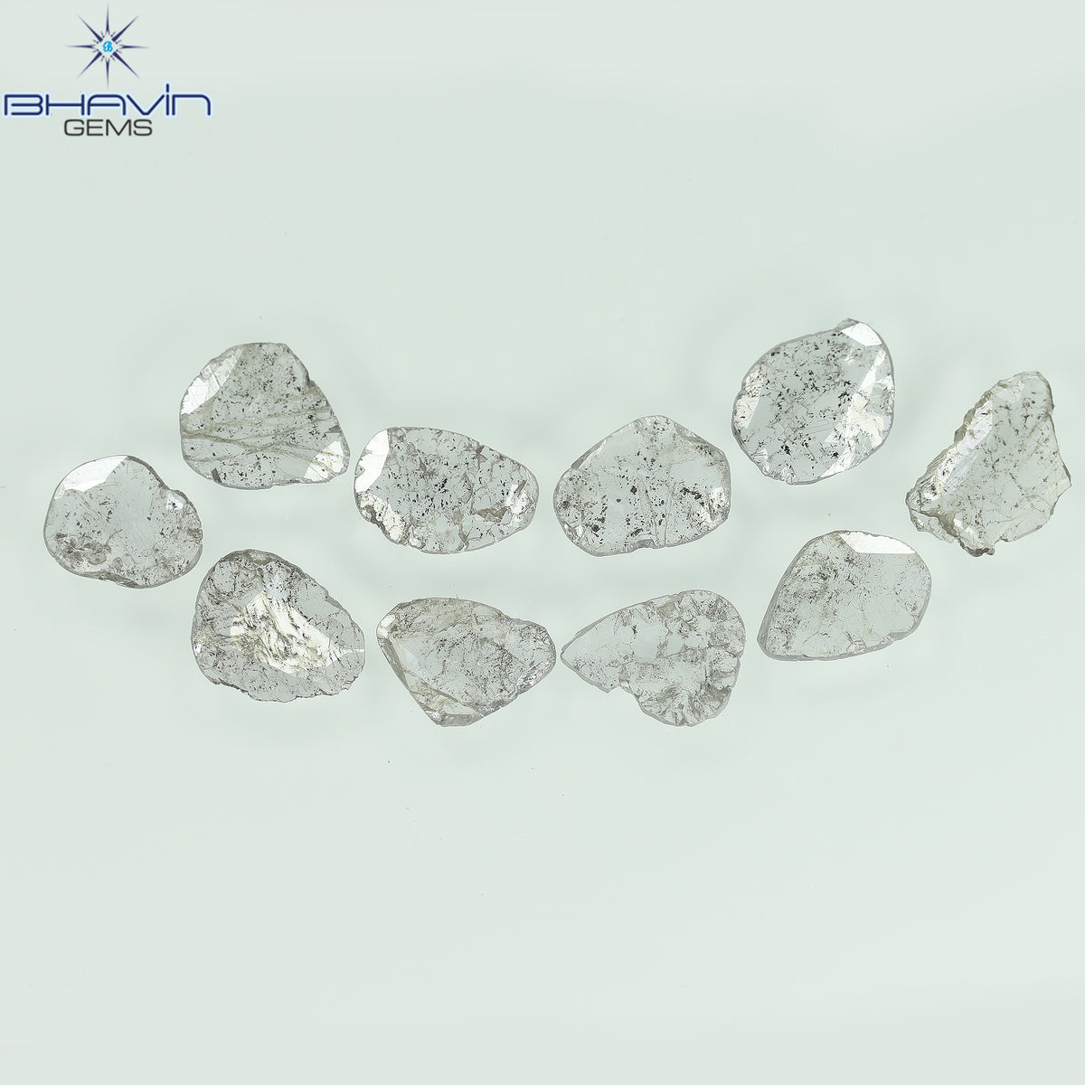 2.05 CT/10 Pcs Natural Slice Diamond Salt and Pepper Color Clarity I3 (6.46 MM)