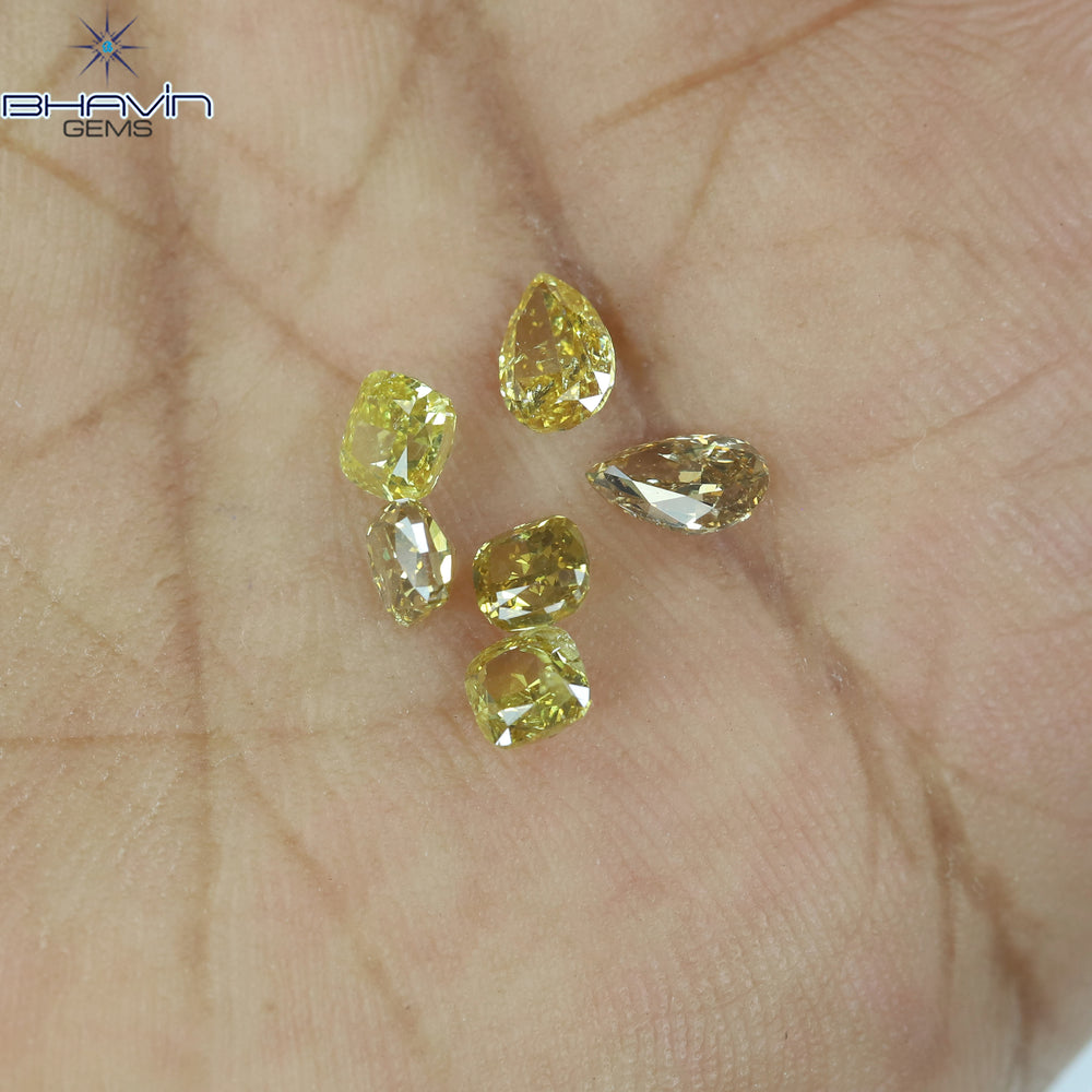 1.25 CT/6 Pcs Natural Mix Diamond Mix Fancy Color Clarity SI (5.00 MM)