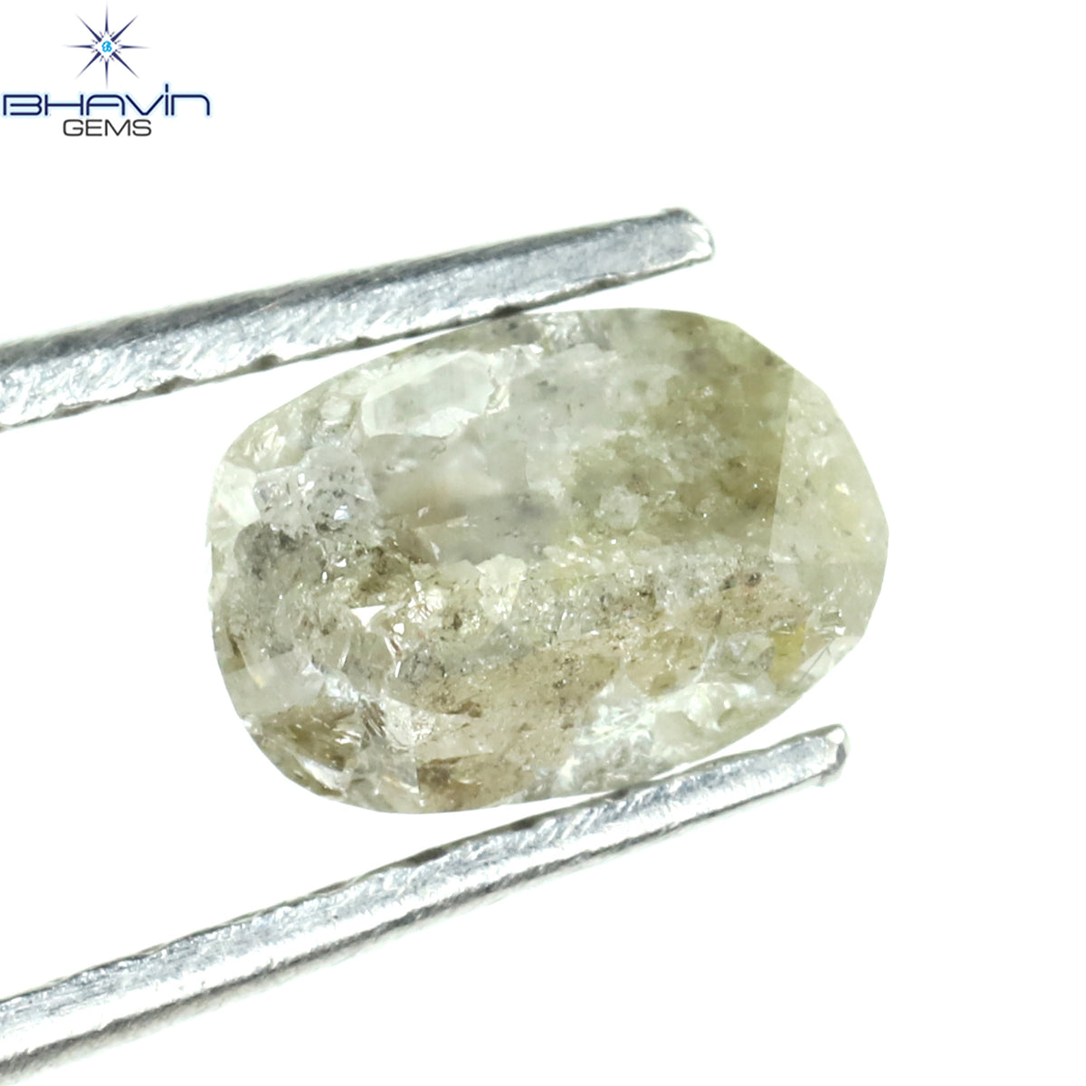 1.05 CT、ノーカット ポルキ シェイプ、天然ダイヤモンド、ブルー カラー、I3 クラリティ (5.42 MM)