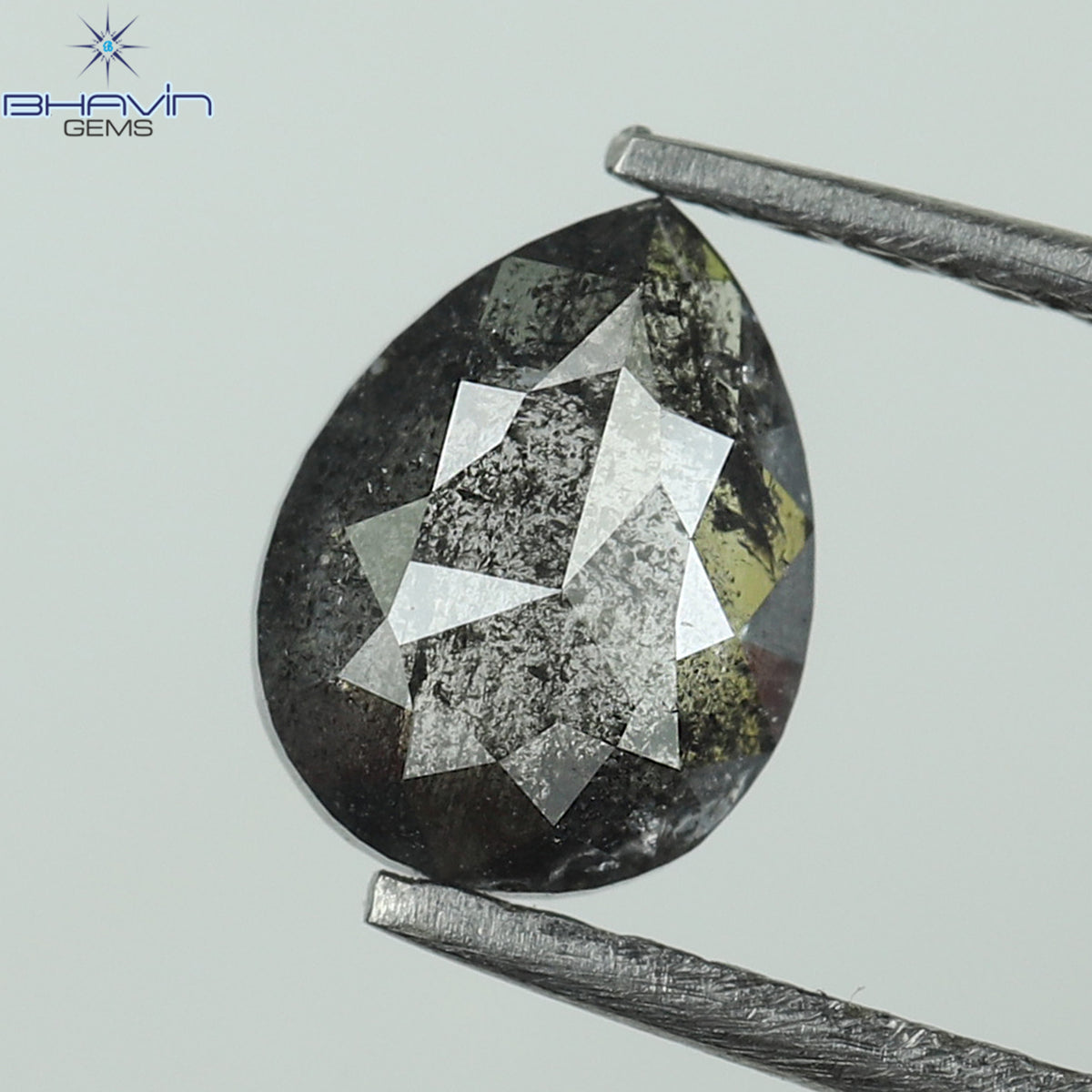 0.42 CT ペアシェイプ ナチュラル ルース ダイヤモンド ソルト アンド ペッパー カラー I3 クラリティ (5.62 MM)