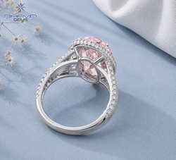 Oval Pink Diamond Double Halo Split Shank Engagement Ring