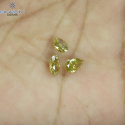 1.08 CT/3 Pcs Natural Mix Diamond Green-Yellow Color Clarity SI (5.78 MM)