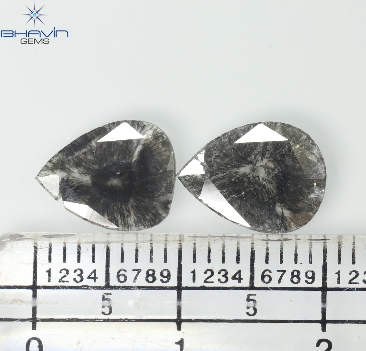 1.75 CT/5 ピース スライス形状 天然ダイヤモンド ソルト アンド ペッパー カラー I3 クラリティ (10.45 MM)