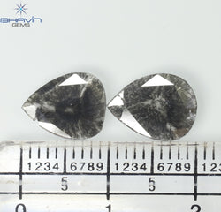 1.46 CT/2 Pcs Slice Shape Natural Diamond Salt And Pepper Color I3 Clarity (10.36 MM)