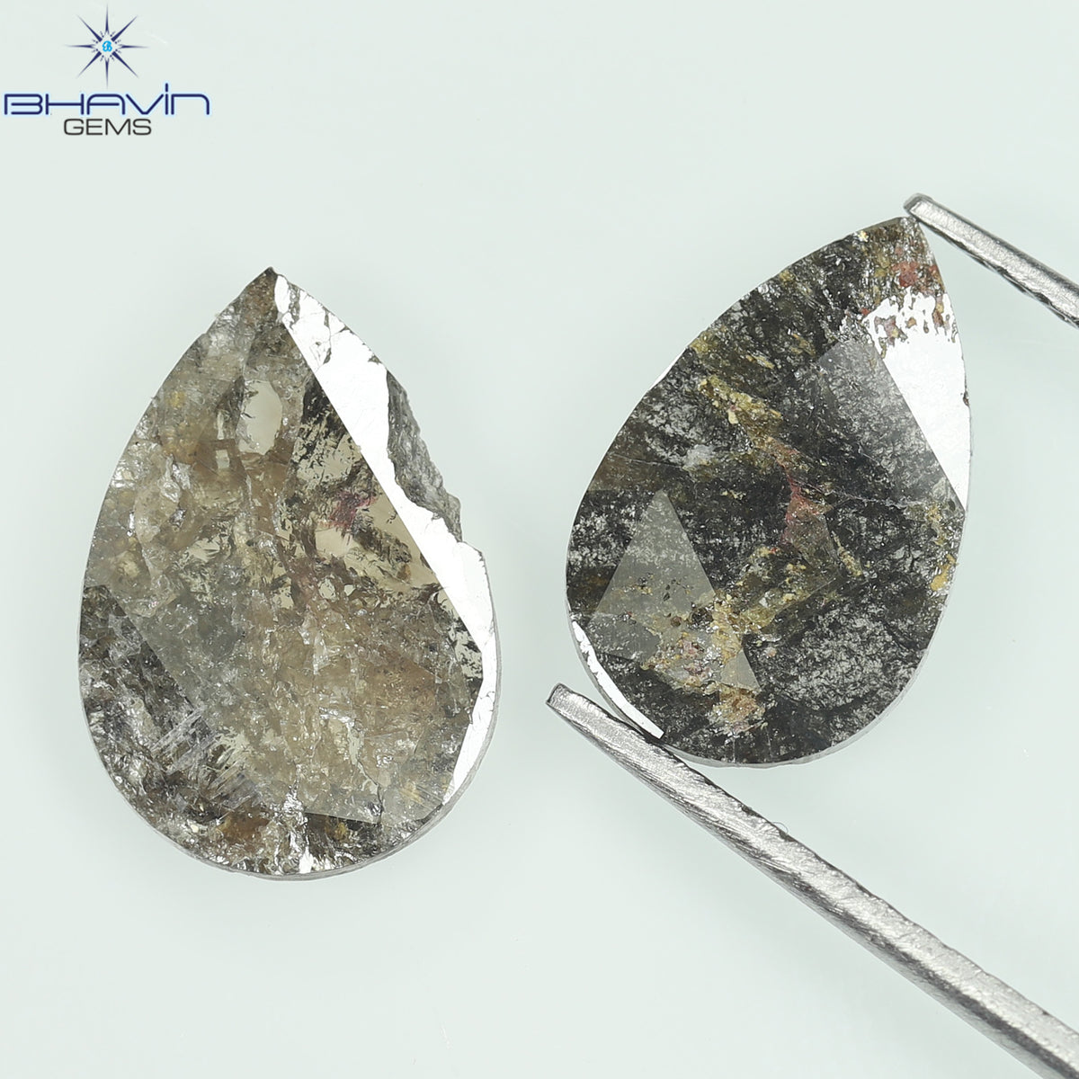 1.75 CT/5 ピース スライス形状 天然ダイヤモンド ソルト アンド ペッパー カラー I3 クラリティ (10.45 MM)