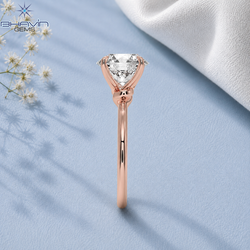 Round Brilliant Cut Solitaire Engagement Ring with Petite Claw Prongs in Rose Gold