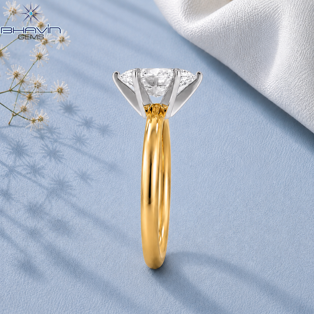 Marquise Cut Diamond Two-Tone Six-Prong Solitaire Engagement Ring