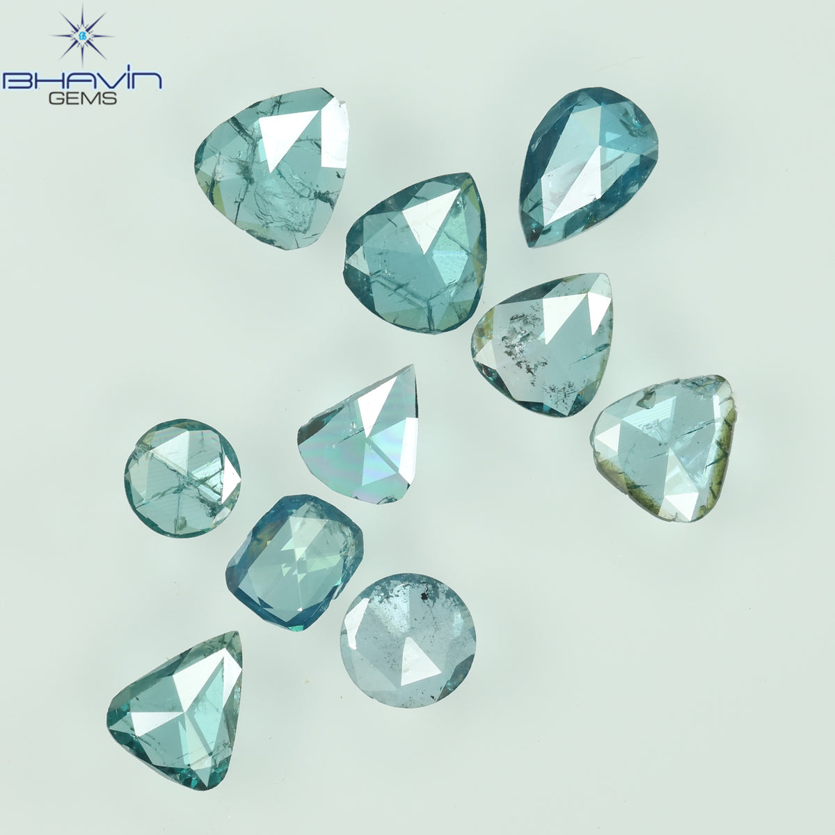 0.80 CT/10 Pcs Natural Mix Shape Diamond Enhanced Blue Color Clarity I1 (4.11 MM)