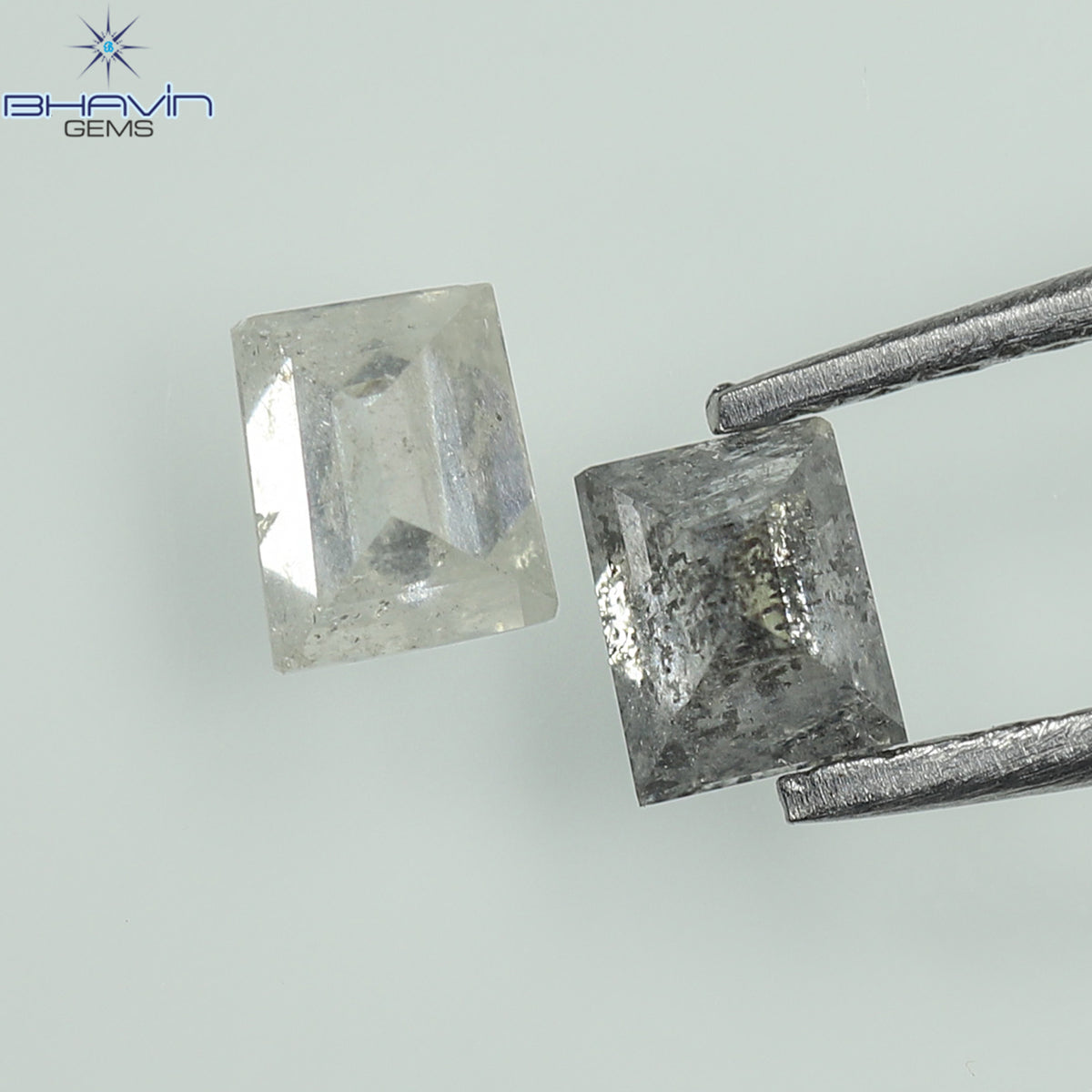 0.33 CT/2 Pcs Natural Square-Baguette Diamond Salt and Pepper Color Clarity I3 (3.57 MM)