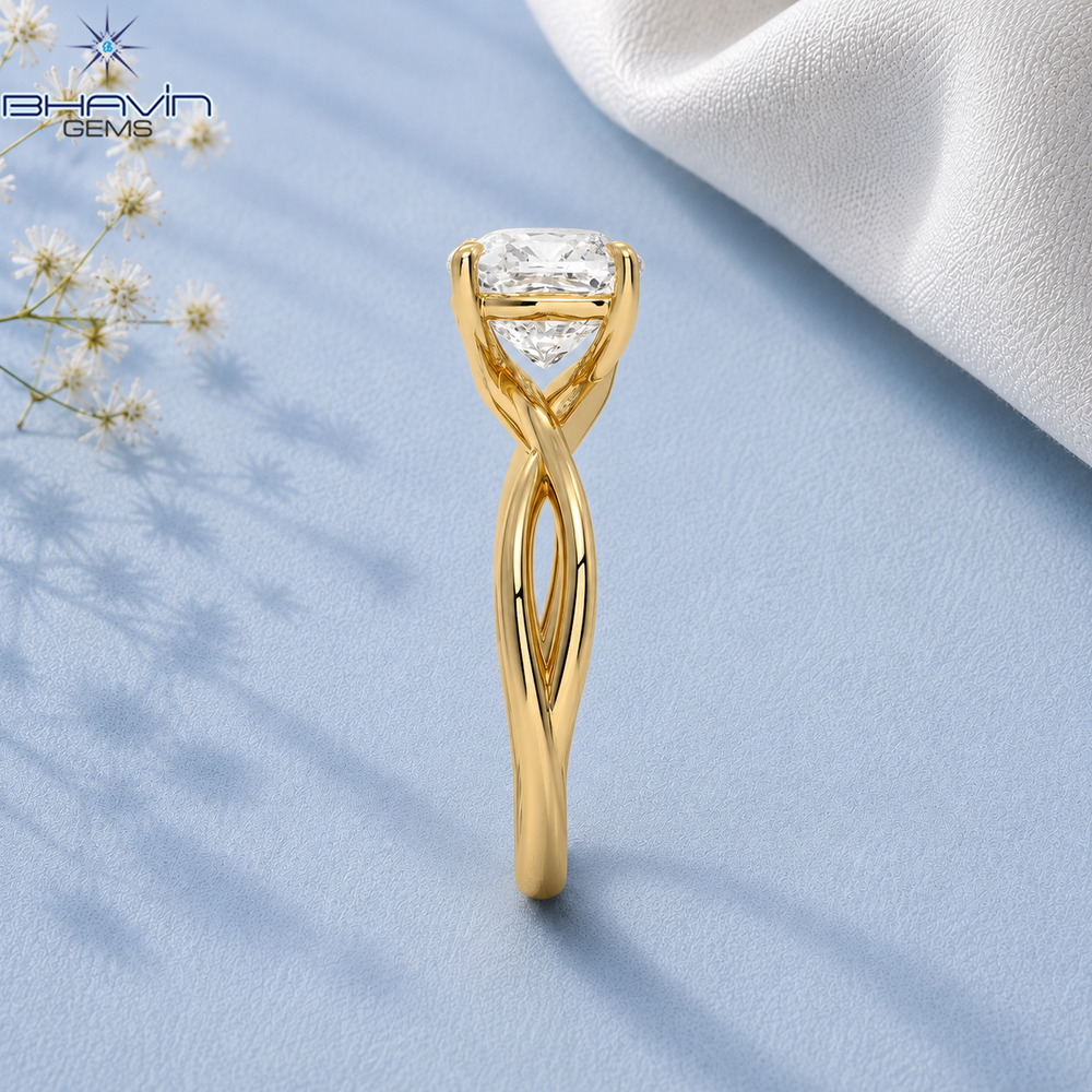 Cushion Cut Diamond Infinity Twist Solitaire Engagement Ring