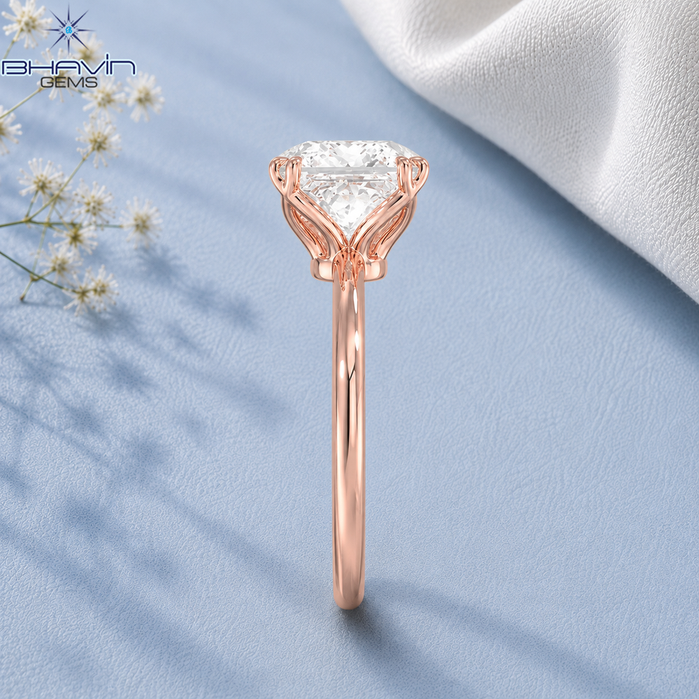 Princess Cut Solitaire Engagement Ring with Double Corner Prongs and Floral Basket in Rose Gold