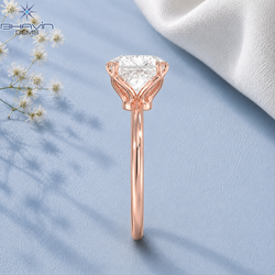Princess Cut Solitaire Engagement Ring with Double Corner Prongs and Floral Basket in Rose Gold