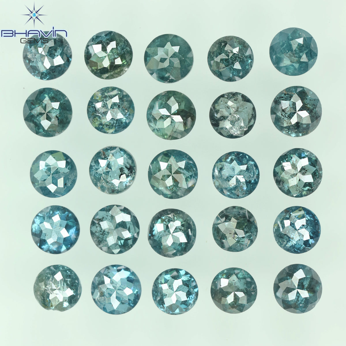 2.81 CT/25 Pcs Natural Round Rose Cut Diamond Enhanced Blue Color Clarity I3 (2.86 MM)