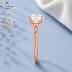 Round Brilliant Cut Solitaire Engagement Ring with Double Claw Prongs and Floral Basket in Rose Gold