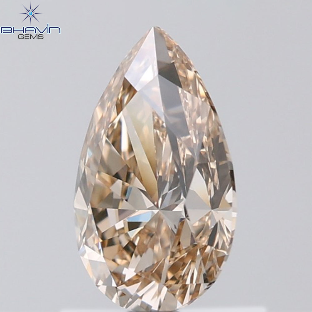 1.31 CT Pear Shape Natural Diamond Brown Color VVS1 Clarity (9.32 MM)