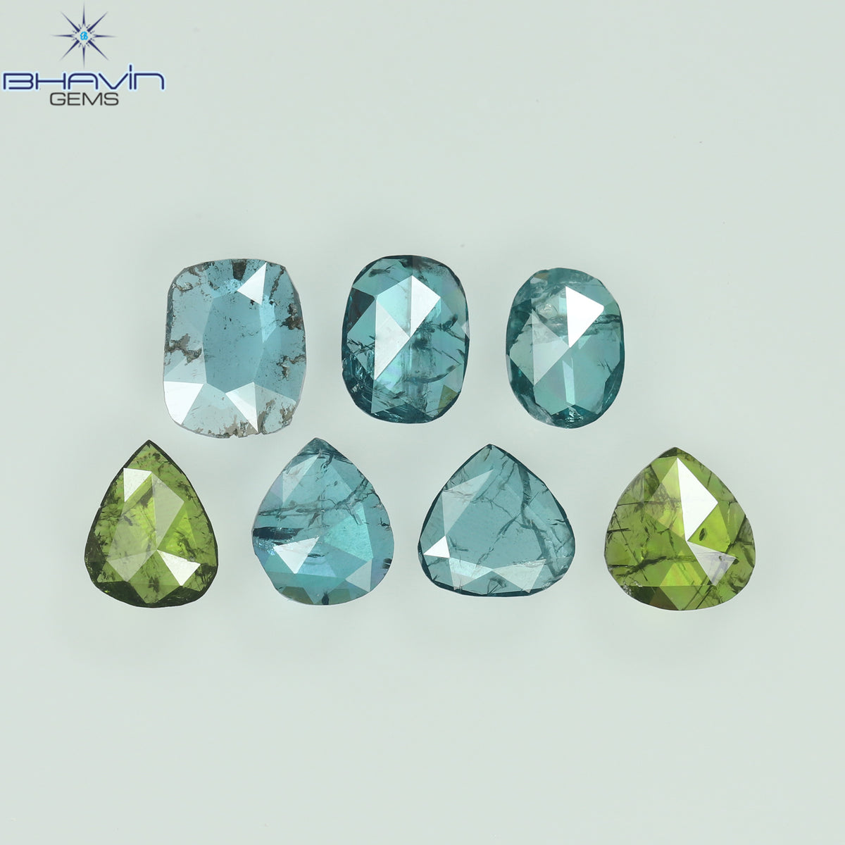 1.67 CT Natural Mix Shape Diamond Enhanced Blue-Green Color Clarity I2 (5.65 MM)