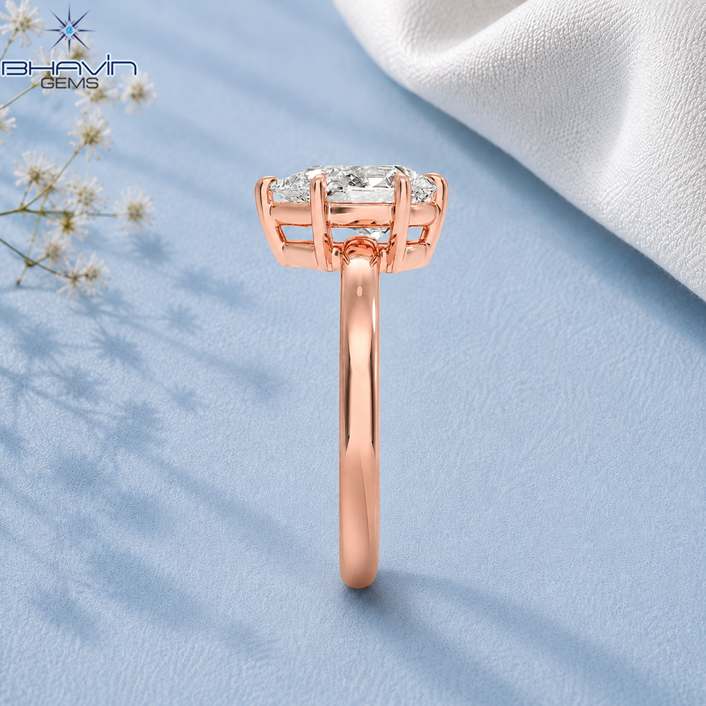 Pear Cut Solitaire Engagement Ring with 5-Prong Wire Basket in Rose Gold