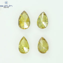 0.99 CT/4 Pcs Natural Pear Diamond Orange Color Clarity SI (5.43 MM)