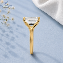 Emerald Cut Diamond Sculpted Cathedral Solitaire Engagement Ring