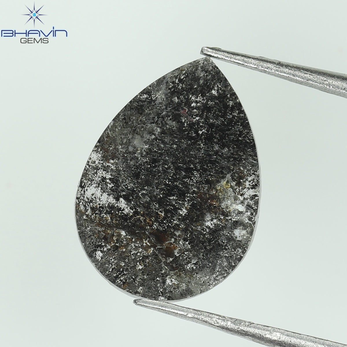 1.06 CT Natural Pear Slice Diamond Salt and Pepper Color Clarity I3 (11.09 MM)