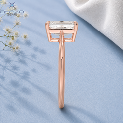Emerald Cut Solitaire Engagement Ring with Open Wire Basket in Rose Gold