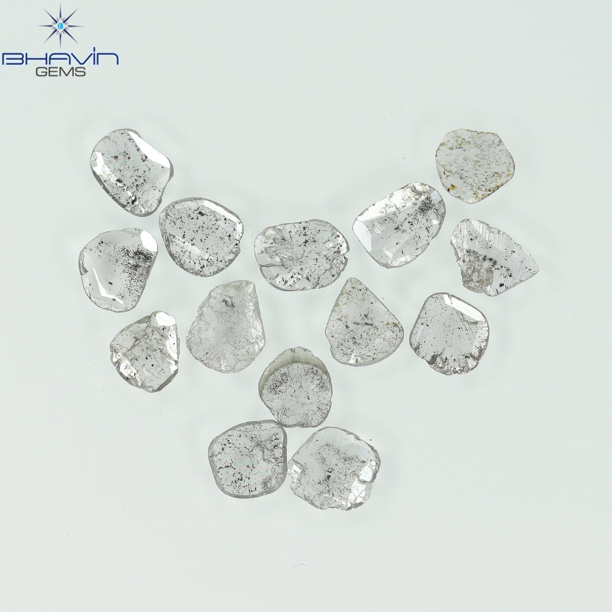 1.35 CT/2 ピース スライス形状 天然ダイヤモンド ソルト アンド ペッパー カラー I3 クラリティ (9.55 MM)