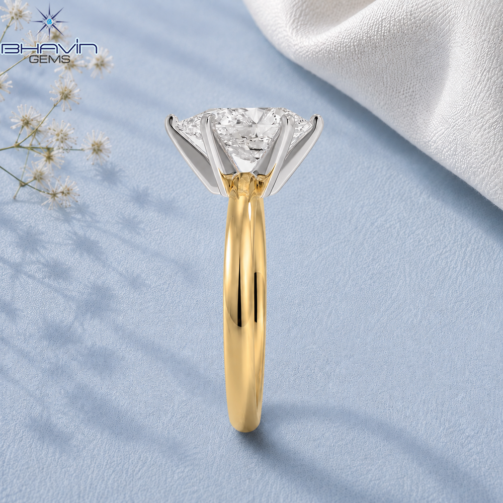 Pear Shaped Diamond Two-Tone Six-Prong Solitaire Engagement Ring
