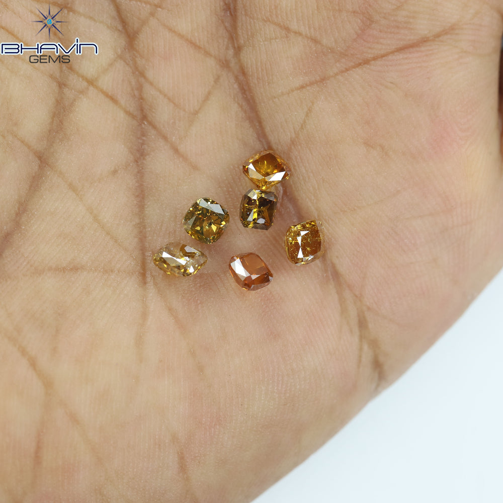 2.06 CT/6 Pcs Natural Mix Diamond Orange Color Clarity SI (4.15 MM)
