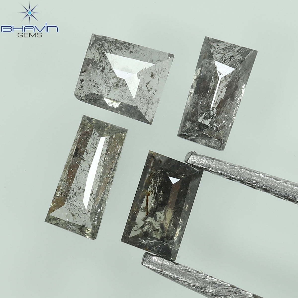 0.38 CT/4 Pcs Natural Baguette Diamond Salt and Pepper Color Clarity I3 (4.10 MM)