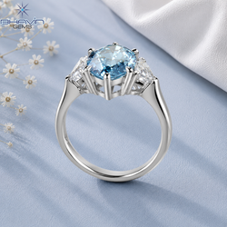 Marquise Blue Diamond Three-Stone Engagement Ring