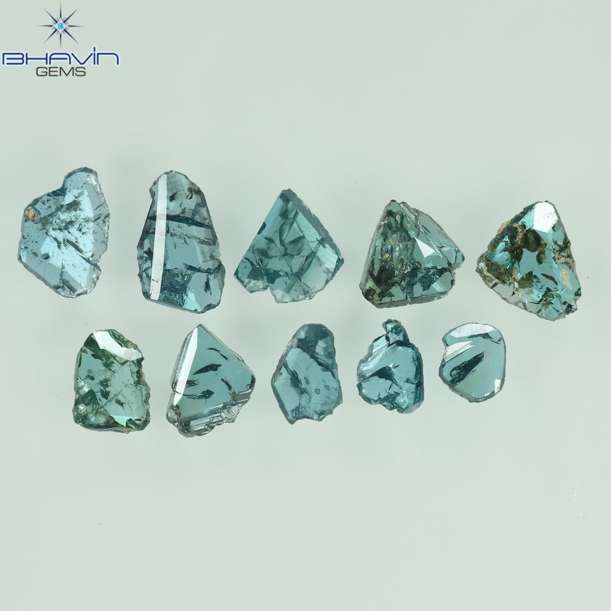0.53 CT/10 Pcs Natural Uncut Slice Diamond Enhanced Blue Color Clarity I3 (4.18 MM)