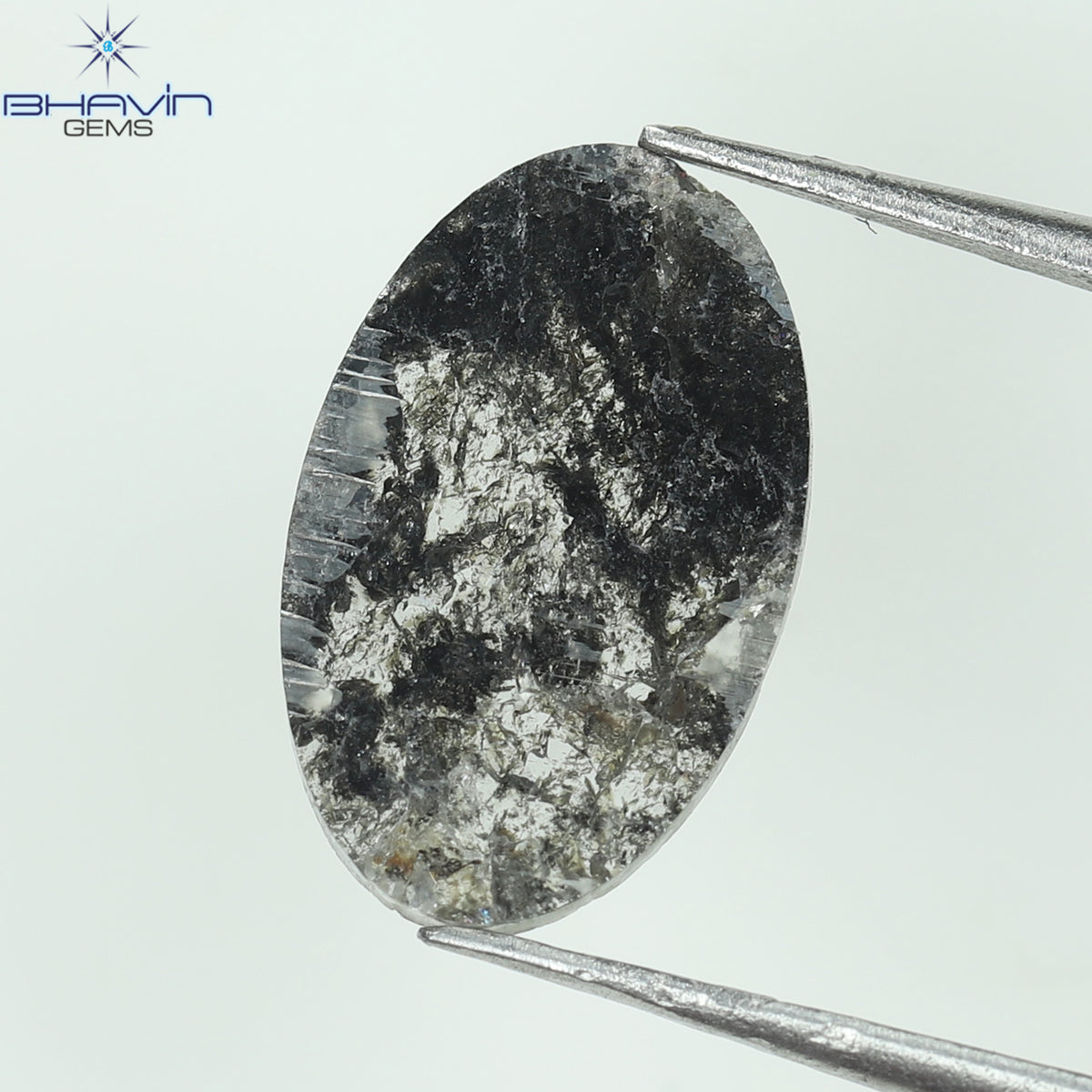 3.36 CT ペア スライス シェイプ ナチュラル ダイヤモンド ソルト アンド ペッパー カラー I3 クラリティ (15.82 MM)